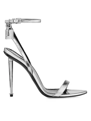 Padlock 105 Metallic Leather Point-Toe Ankle-Strap Sandals