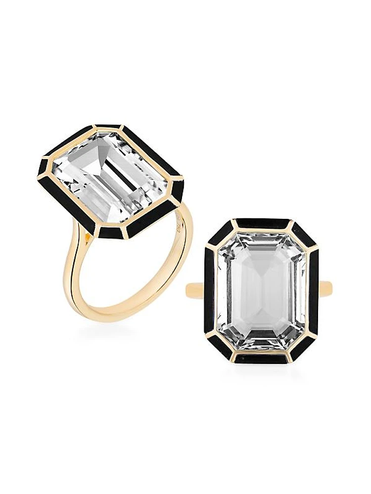 Mélange Rock Crystal & Onyx Emerald Cut Ring