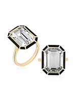 Mélange Rock Crystal & Onyx Emerald Cut Ring