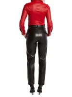 Rouge Stretch Leather Blouse