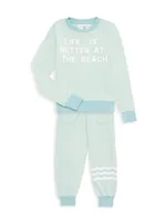 Little Kid's & Waves Hacci Joggers