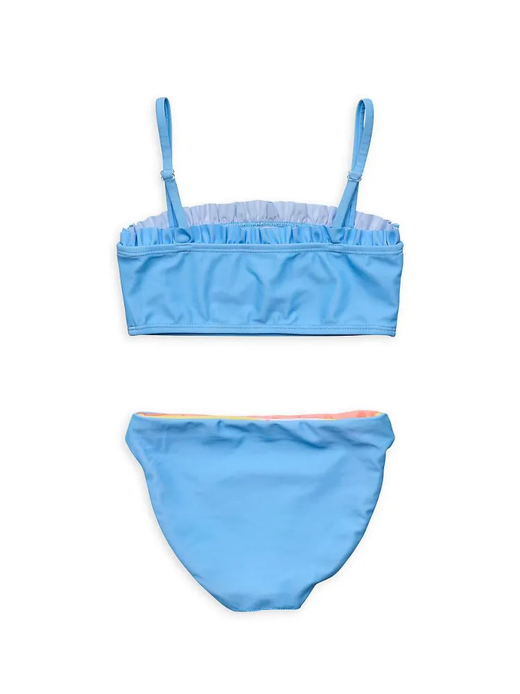 Little Girl's & 2-Piece Good Vibes Ruffle Bandeau Bikini