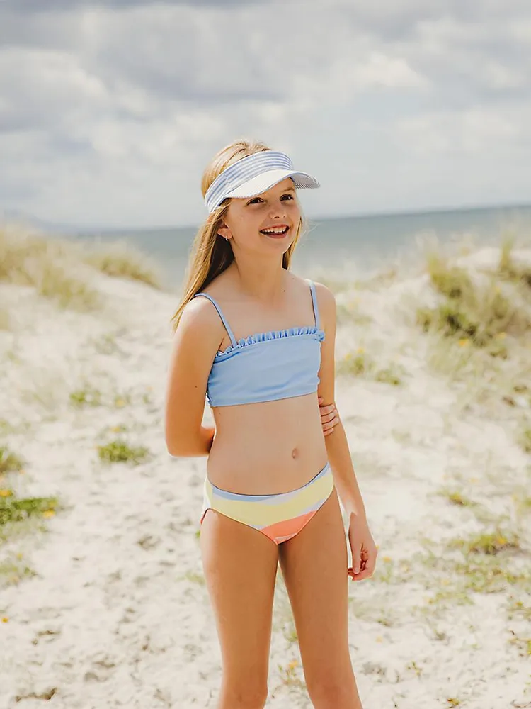 Little Girl's & 2-Piece Good Vibes Ruffle Bandeau Bikini