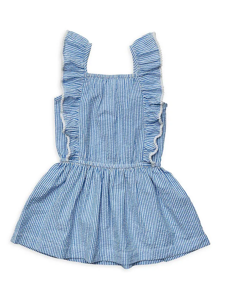 Little Girl's & Seersucker Cornflower Frilled Beachwear Dress