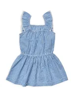 Little Girl's & Seersucker Cornflower Frilled Beachwear Dress