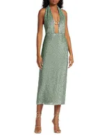 O-Ring Sequined Midi-Dress