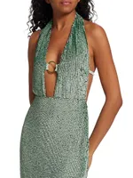 O-Ring Sequined Midi-Dress