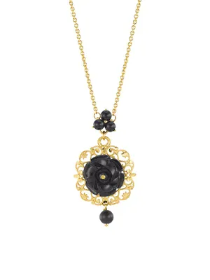 Mamma Rose 18K Yellow Gold & Black Jade Pendant Necklace