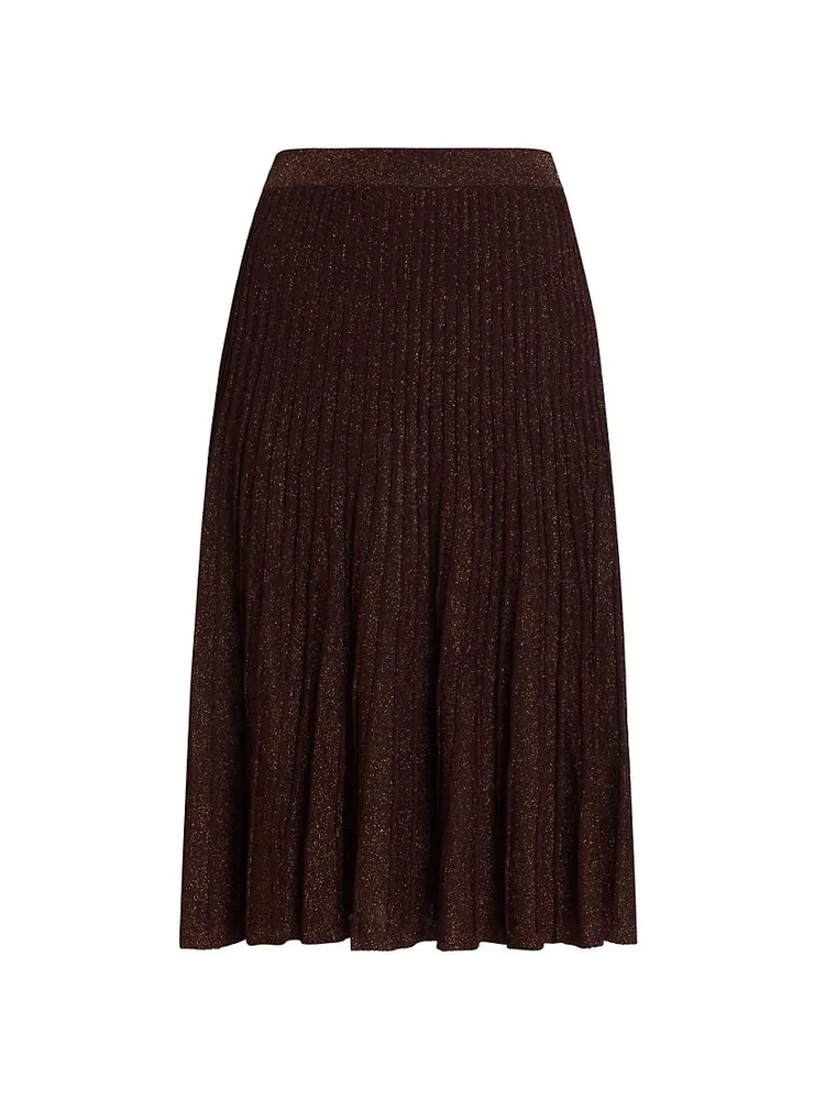 Metallic Rib-Knit Midi-Skirt