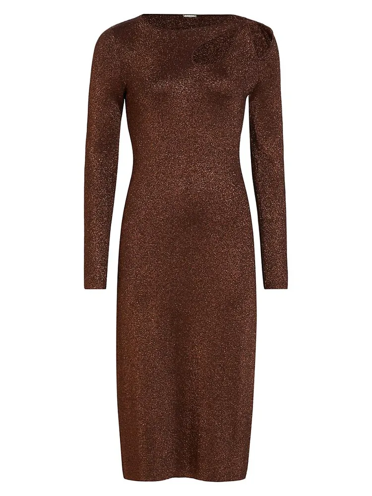 Metallic Cut-Out Rib-Knit Sweater Dress