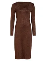 Metallic Cut-Out Rib-Knit Sweater Dress