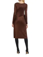 Metallic Cut-Out Rib-Knit Sweater Dress