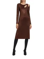 Metallic Cut-Out Rib-Knit Sweater Dress