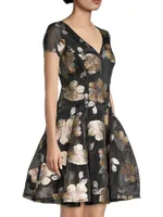 Floral Jacquard Fit & Flare Minidress