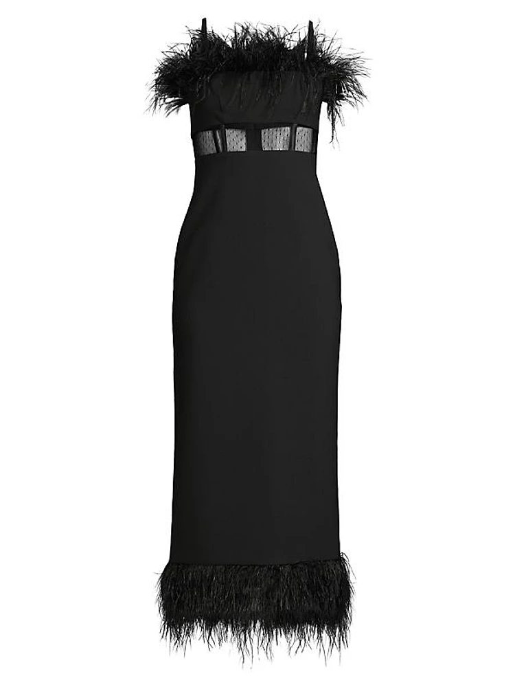 Aubrey Feathered Midi-Dress