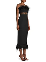 Aubrey Feathered Midi-Dress