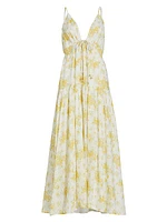 Claudia Floral Cotton Tie-Front Maxi Dress