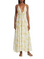 Claudia Floral Cotton Tie-Front Maxi Dress