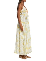 Claudia Floral Cotton Tie-Front Maxi Dress