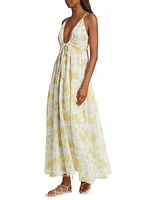 Claudia Floral Cotton Tie-Front Maxi Dress