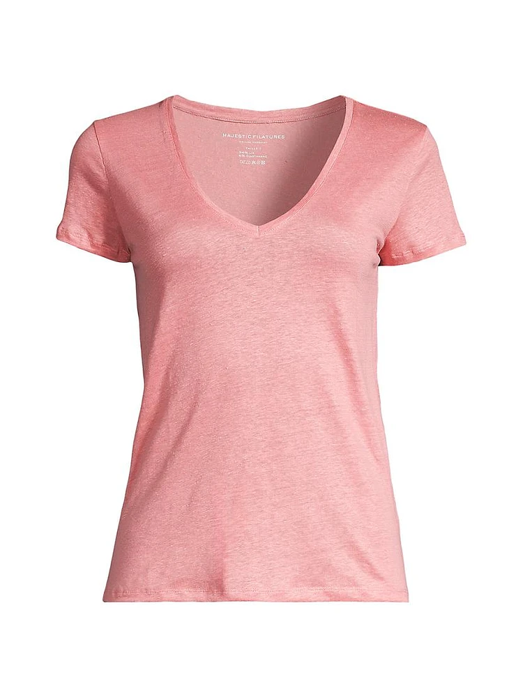 Stretch Linen V-Neck T-Shirt