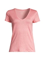 Stretch Linen V-Neck T-Shirt