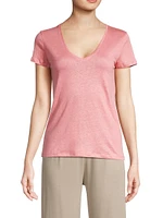 Stretch Linen V-Neck T-Shirt