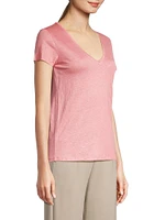 Stretch Linen V-Neck T-Shirt