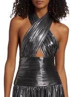 Florence Metallic Halter-Neck Gown