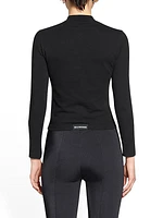 Balenciaga Tab Fitted V-neck Long Sleeve T-shirt