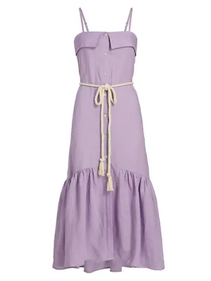 Ember Belted Linen Midi-Dress