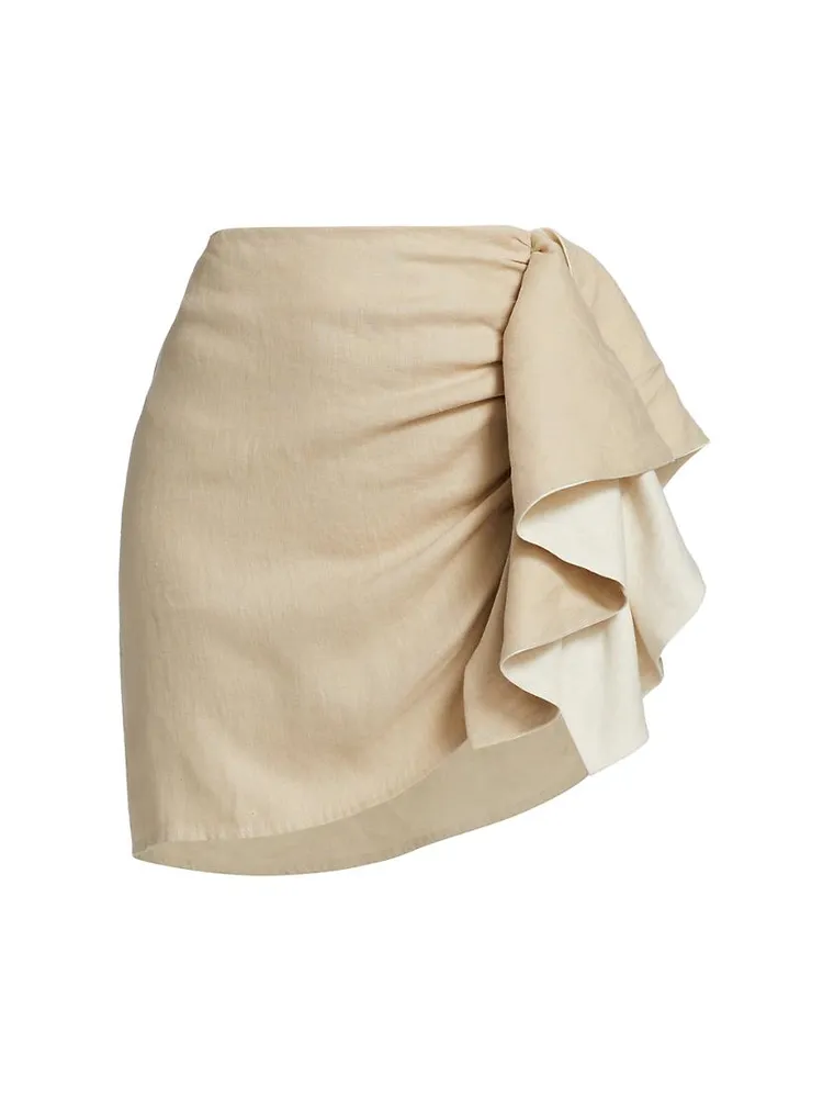 Sela Draped Linen Miniskirt