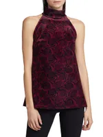 Tiffy Velvet Rose Print Halter Top