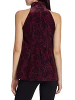 Tiffy Velvet Rose Print Halter Top