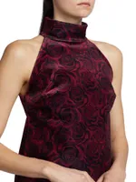 Tiffy Velvet Rose Print Halter Top