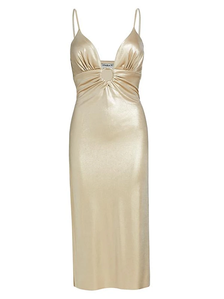 Viridiana Splendid Metallic Midi-Dress