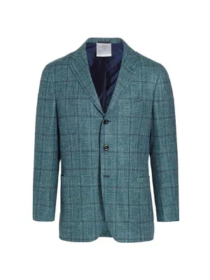 Plaid Wool-Blend Blazer