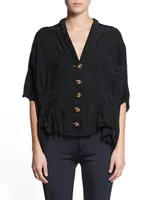 Handwritten V-neck Blouse Oversized