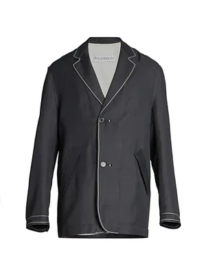 Contrast-Stitched Reversible Blazer