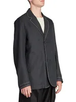 Contrast-Stitched Reversible Blazer