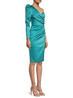 Satin One-Shoulder Sheath Dress