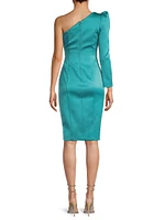 Satin One-Shoulder Sheath Dress