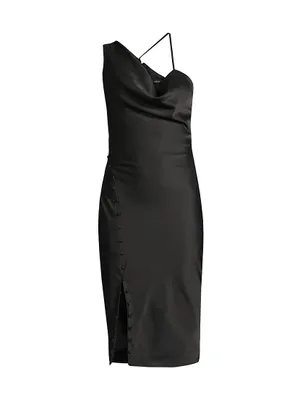 One-Shoulder Satin Cocktail Dress