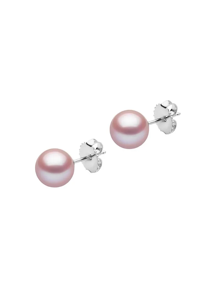 14K Gold & 8-9MM Pink Freshwater Pearl Stud Earrings