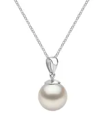 14K White Gold & Freshwater Pearl Pendant Necklace