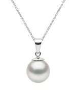 14K White Gold & 9-10MM White South Sea Pearl Pendant Necklace