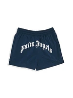 Little Boy's & Boy's Curved Logo Beachwear Shorts