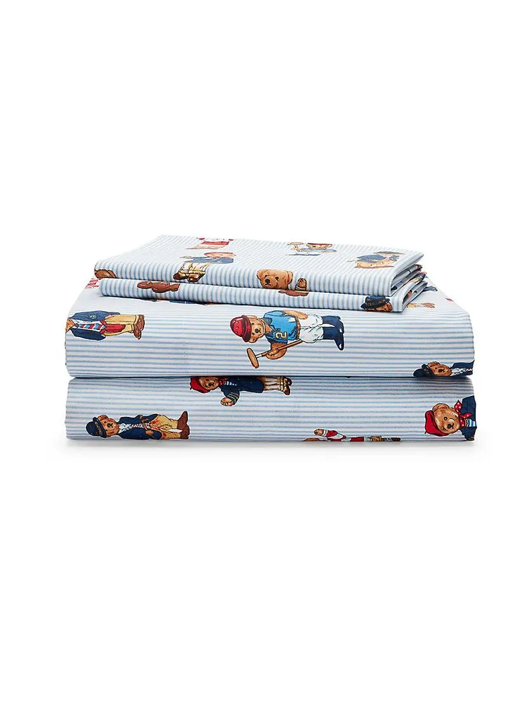 Teddy Bear Stripe 4-Piece Sheeting Set