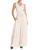 Elasticized Wide-Leg Pants