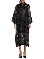 Floral Sequined Mesh Caftan